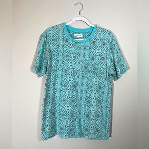 PacSun Aztec Sty T-shirt Short Sleeve Blue Tropical Pocket Tee Men's Sz Small